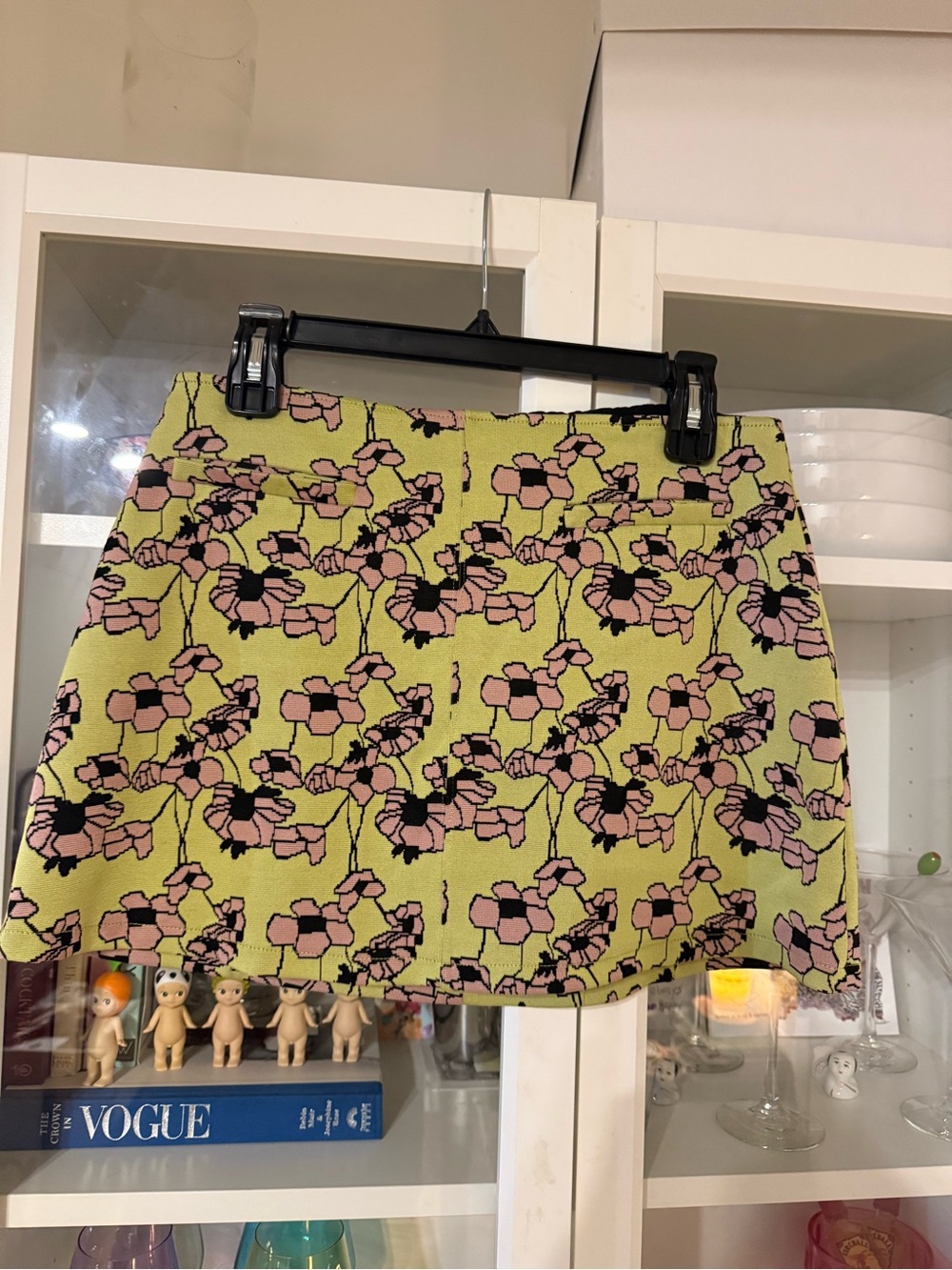 Zara Floral Jacquard Mini Skirt in Lime and Pink